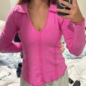Anthropologie Pilcro Pink Stitched Long Sleeve